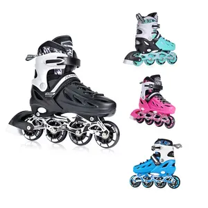 Populaire Hard Shell Kids Junior Adult Verstelbare 4 Size Licht-Up Wielen Inline Skates