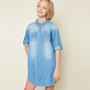 Camisas de Manga Larga para Niños, Marca Privada, Color Azul Claro, con Botones, hasta la Rodilla, Envío Exprés - Product Image 1