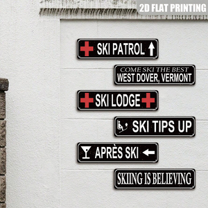 Ensemble de plaques métalliques de style panneau de signalisation de rue sur le thème du <span class=keywords><strong>ski</strong></span> vintage - Product Image 5
