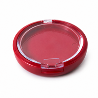 Boîtier compact pour poudre cosmétique en plastique rouge, forme ronde, surélevé, avec miroir, personnalisable en usine