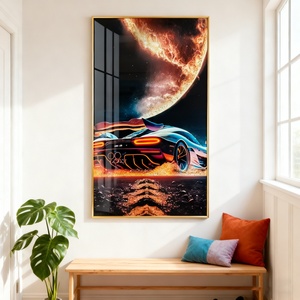 Decoración de Pared Personalizada de Fábrica, Impresión HD, Paisaje Lunar, Entrada, Sala de Estar, Pintura de Porcelana de Cristal LED - Product Image 3