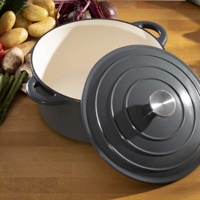 Vente en gros d'ustensiles de cuisine émaillés ronds personnalisés Ensemble de casseroles de cuisine en fonte pour four hollandais marmite à ragoût marmite à soupe