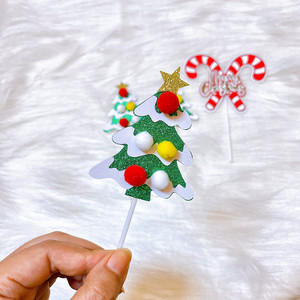 ท็อปเปอร์เค้กคริสต์มาสอะคริลิค รูปน้ำตาลและขนมหวาน ตกแต่งด้วยไม้เท้าหวานๆ สำหรับงานปาร์ตี้วันหยุด - Product Image 4