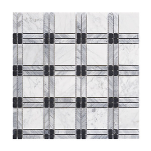 Mosaico <span class=keywords><strong>de</strong></span> Mármol Negro para Decoración <span class=keywords><strong>de</strong></span> Paredes, <span class=keywords><strong>Parquet</strong></span> <span class=keywords><strong>de</strong></span> Piedra Natural 305x305mm 7MM Mate Pulido, Diseño Moderno Rústico - Product Image 5