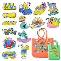 Nouveau style : Sac de plage DIY en EVA avec boucles, motif dinosaure amusant, perforations, épingles et breloques surdimensionnées en PVC