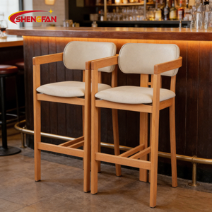 Nouvelle Arrivée Tabouret de Bar en Bois Massif Naturel de Luxe Style Italien Tissu <span class=keywords><strong>Confortable</strong></span> <span class=keywords><strong>Chaise</strong></span> de <span class=keywords><strong>Salle</strong></span> à <span class=keywords><strong>Manger</strong></span> pour Hôtel Restaurant Pub Bistro - Product Image 6
