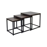 Ensemble de tables basses gigognes empilables, table à thé avec structure en métal et plateau en bois, mobilier moderne pour salon