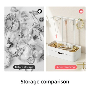 Présentoir à bijoux portable et compact, support de rangement noir exquis pour cosmétiques, bagues, élastiques à cheveux et colliers, pour la maison - Product Image 3