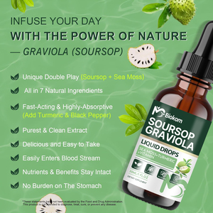 Biokom - Gotas Líquidas <span class=keywords><strong>de</strong></span> Guanábana (Graviola) <span class=keywords><strong>de</strong></span> Marca Propia con Musgo Marino, Cúrcuma, Vitaminas, Pimienta Negra y <span class=keywords><strong>Zinc</strong></span>, <span class=keywords><strong>Suplemento</strong></span> Energético e Inmunitario - Product Image 5