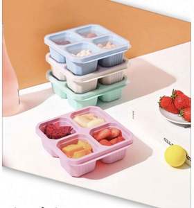 Lot de 4 boîtes à collation à 4 compartiments, boîte à bento réutilisable, contenants alimentaires divisés pour le travail et les voyages - Product Image 4