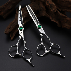 6.0 Inch NEPURLson Màu Xanh Lá Cây Kim Cương <span class=keywords><strong>3</strong></span> Lỗ Emerald Thiết Kế Thời Trang Vẻ Đẹp Kéo Cắt Tóc Kéo Phẳng Răng Kéo Tóc - Product Image 2