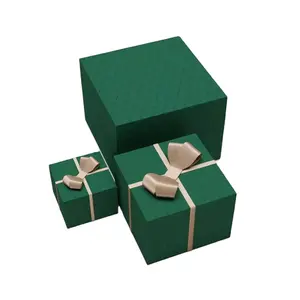 高品质绿色批发定制标志印刷礼品包装盖和带泡沫插入装饰的底盒