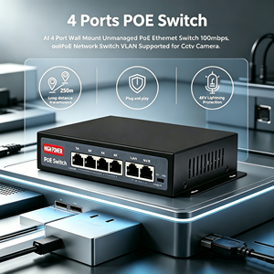 Commutateur réseau PSE Solution 100M 4 ports avec 2 ports Uplink 10/100M, commutateur <span class=keywords><strong>Ethernet</strong></span> PoE non géré, montage mural - Product Image 4