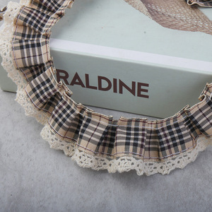 Nastro in pizzo plissettato a quadri da 3 cm (1,2 pollici), passamaneria in nylon e <span class=keywords><strong>cotone</strong></span> per cucito, per orli di abiti vintage, gonne e lavoretti fai da te - Product Image 3