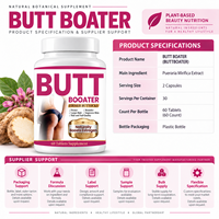 Comprimés Butt Booster pour l'amélioration des fesses 600mg*60 unités, supplément naturel à base de plantes saines pour la croissance des hanches, des ongles et des cheveux