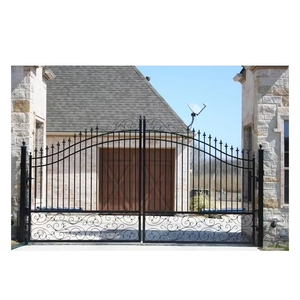 Puerta de hierro abatible de doble puerta de estilo moderno de lujo, entrada forjada de apertura automática para entrada al aire libre, acero, aluminio, China - Product Image 6