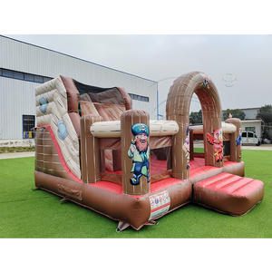 Château gonflable géant personnalisé en PVC imitation bois avec toboggan pour fêtes et jeux d'enfants - Product Image 2