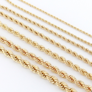 Cadena de Cuerda Trenzada Gruesa de 2.5mm, 5mm, 8mm, Chapada en Oro de 14k y 18k, Resistente al Agua y al Deslustre, para Hombre, Venta al Por Mayor - Product Image 5