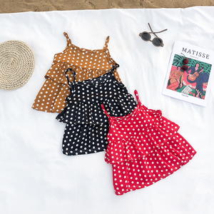 Cheap Clothing Wholesale Summer Sweet Girl with Polka Dot Pattern Chiffon Sleeveless <b>Suspender</b> Multi-layer Top and Elastic - Product Image 4