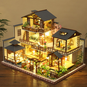 Kit de construction de nichoir à livres en bois assemblé à la main, maison de poupée miniature DIY de style japonais traditionnel, jouet éducatif à assembler - Product Image 4