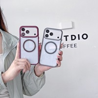Étui de téléphone magnétique transparent de luxe, fin et résistant aux chocs, en TPU + acrylique, avec anneau magnétique en relief