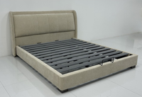Cadre de lit rembourré Japandi avec tête de lit encadrée pour mobilier de chambre moderne
