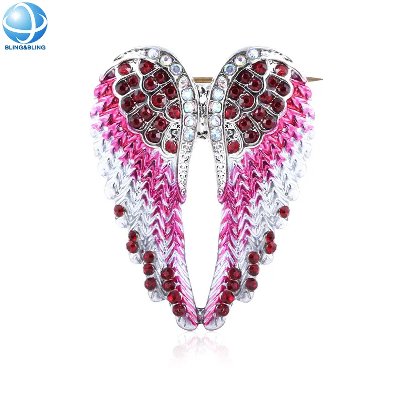Angel Wings luxury jewelry rhinestone brooches fashion crystal brooch pins for women garment decorations