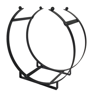 Black Metal Fireplace <strong>Log</strong> Holder Rack Fireset with Birch <strong>Logs</strong> <strong>Carrier</strong> and Tools 16x14x14inch Fireplace Accessories - Product Image 4