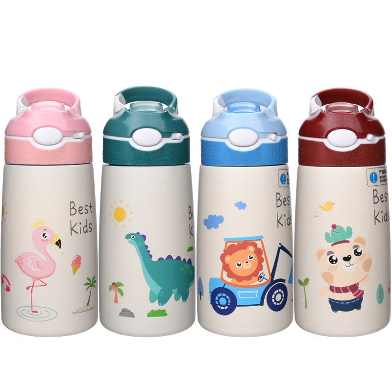 Aohea baby water bottle stainless steel drink bottle for school kids with straw insulated keep hot and cooler water bottle