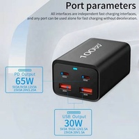 Station de charge rapide 100W Type C 4 ports GAN US EU UK AU Plug Chargeur de voyage Portable Usb C PD 65W Chargeur Adaptateur pour tablette