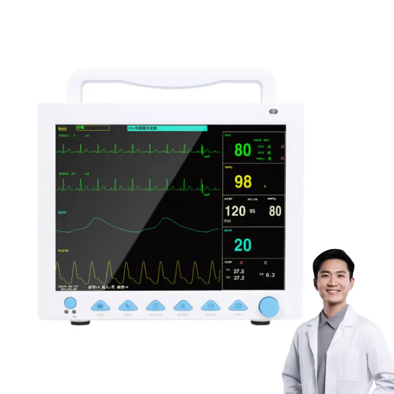 CONTEC-Monitor multiparámetros portátil para pacientes, pantalla a color de 12,1 pulgadas, CE, CMS8000