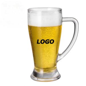 Grande tasse à bière rétro en verre épais argenté de 17 oz avec poignée, style pub, pour bière pression, thé glacé, logo personnalisé, promotionnel - Product Image 2