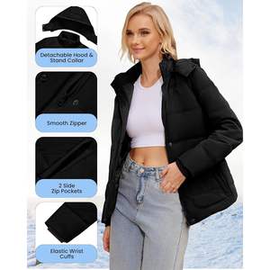 2025 manteaux d'hiver légers pour femmes veste matelassée imperméable avec capuche amovible chaud épaissir couette pour l'hiver - Product Image 3