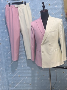 Abito da uomo personalizzato stile tinta unita metallizzato giacca rosa bianca giacca <span class=keywords><strong>Blazer</strong></span> in poliestere Rayon matrimonio festa del ballo di fine anno cena abito da smoking - Product Image 5
