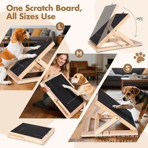 Griffoir à ongles pour chien en bois transfrontalier avec papier abrasif extractible, grattoir à ongles pour chien, sangle de traction, boîte à nourriture et espace de jeu. - Product Image 1