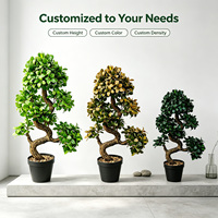 Pohon Bonsai Ficus Spiral Buatan 73cm, Daun Banyan Palsu dengan Alas untuk Dekorasi Ruang Tamu, Meja Konsol, dan Pintu Masuk