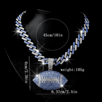 Collier Hip Hop avec pendentif de la Ligue nationale de Football Bling Rappeur pendentif lien chaîne bijoux étincelants hommes femmes tenue quotidienne