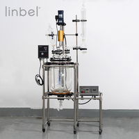 Generatore di ultrasuoni per sintesi chimica da laboratorio 1L 10L 50L 100L con reattore in vetro a doppio mantello e circolatori di raffreddamento e riscaldamento