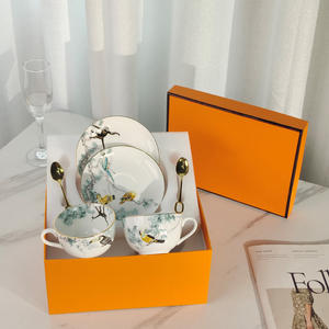 Tasse et soucoupe en céramique à motif d'animaux de la jungle nordique, best-seller, en porcelaine osseuse - Product Image 4