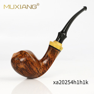 Muxiang Tobacco Pipe Bent Type Handcrafted Wood With Boxwood Rings For Smoking - Product Image 4