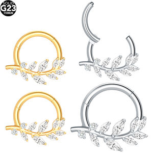Lingchee ASTM F136 Anillo de aro de segmento de titanio Anillo de segmento de hierba de titanio Septum Clicker Piercing para el cuerpo Pendientes para fiesta - Product Image 1