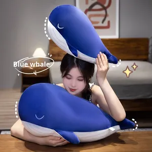 Gran tiburón blanco y ballena azul, supersuave juguete de peluche, edredón con logotipo personalizable para regalo de cumpleaños del mundo submarino - Product Image 4