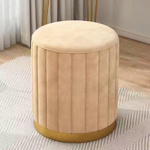 Luxurious suede round <b>stool</b>, suitable for <b>bedrooms</b> and entrance areas of apartments - modern soft design, stackable and storage- - Product Image 5