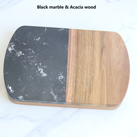 Tiroir pliable multifonctionnel Design Charcuterie Board Tray in Black Color Marble and Acacia Wooden Service Knife Cutting Set