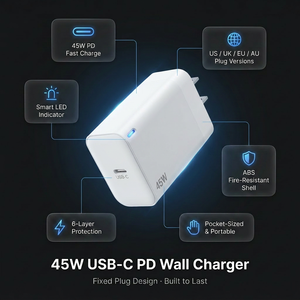 Eco-Friendly Design 45W USB C Wall Charger PD Fast <b>Charging</b> Laptop <b>Adapter</b> with Overvoltage Protection - Product Image 3