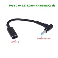 Nylon noir tressé Super Durable type-c à DC 4.5*3.0MM pour ordinateurs portables HP 4530 100W adaptateur de charge