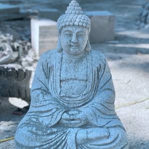 Bahçe dekore edilmiştir gri granit buda kafa oymalar - Product Image 3