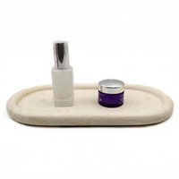 Cremebeige Marmor Dekorative Servierplatte 295mm Matt-Finish mit Erhöhtem Rand für Schreibtisch und Kommode