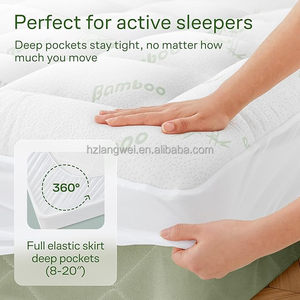 Surmatelas matelassé de luxe en bambou, rafraîchissant, tricoté, anti-bactérien, respirant, protège-matelas pour hôtel et maison - Product Image 5