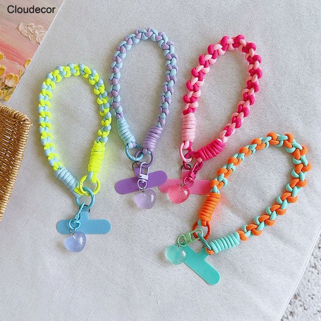 New Mobile Phone Straps Short Wrist Cord Anti Loss Cell Phone Handheld Hanging Key Strap Phone Case Lanyards With Heart Charm